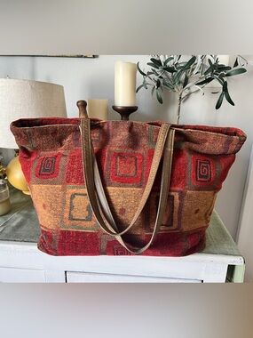 Tapestry large rare vintage AlibiOriginal Tote Bag- Boho Geo Pattern